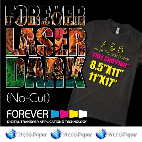 Forever Laser Dark NoCut A+B-PAPER Heat Transfer Self Weeding HTV FREE SHIPPING