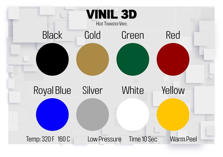 Heat Transfer Vinyl 3D Rubber Solid Effect 20 inches Wide